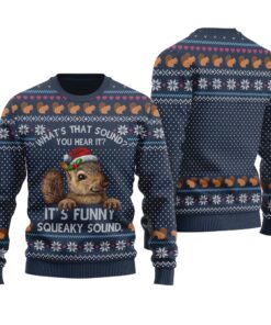 Merry Squirrel Ugly Sweater Navy
