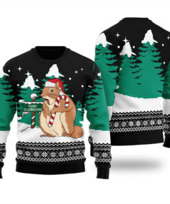 Merry Squirrelmas Funny Ugly Christmas Sweater Black