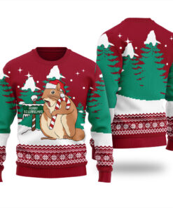 Merry Squirrelmas Ugly Christmas Sweater Cardinal Red