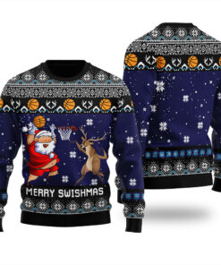 Merry Swishmas Funny Ugly Christmas Sweater Black