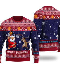 Merry Swishmas Funny Ugly Christmas Sweater Cardinal Red