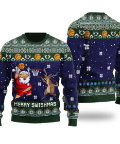 Merry Swishmas Funny Ugly Christmas Sweater Forest Green