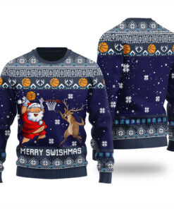 Merry Swishmas Funny Ugly Christmas Sweater Navy