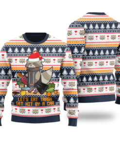 Merry Trashmas Raccoon Ugly Sweater Navy