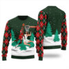 Michael Jordan Dunking Jesus Ugly Sweater Forest Green