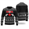 Moose Maple Leaf Canada Ugly Christmas Sweater Black