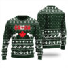 Moose Maple Leaf Canada Ugly Christmas Sweater Forest Green