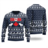 Moose Maple Leaf Canada Ugly Christmas Sweater Navy