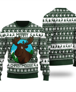 Moose Ugly Sweater Forest Green