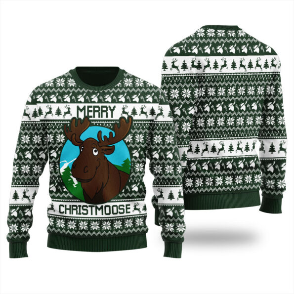 Moose Ugly Sweater Forest Green