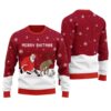 Naught Santa With Reindeer Ugly Christmas Sweater Cardinal Red