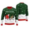 Naught Santa With Reindeer Ugly Christmas Sweater Forest Green