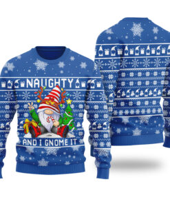 Naughty And I Gnome It Christmas Sweater Royal