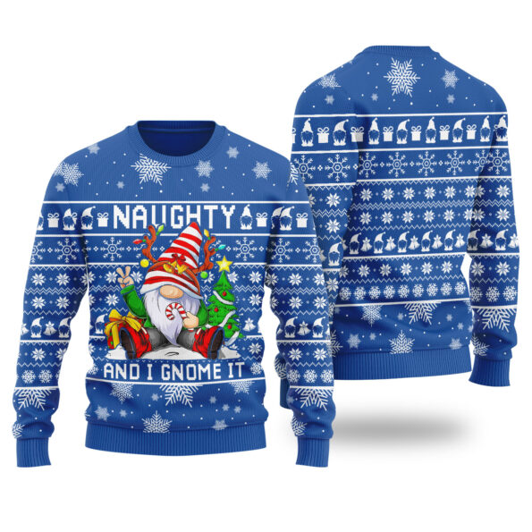 Naughty And I Gnome It Christmas Sweater Royal