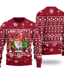 Naughty And I Gnome It Ugly Sweater Cardinal Red