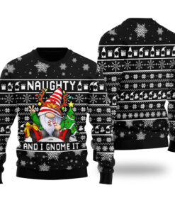 Naughty Gnome Christmas Sweater Black