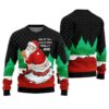 Naughty Santa Going Toilet Ugly Christmas Sweater Black