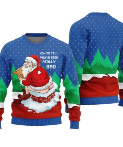 Naughty Santa Going Toilet Ugly Christmas Sweater Royal