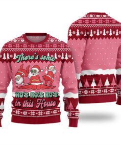 Naughty Santa In This House Ugly Sweater Cardinal Red