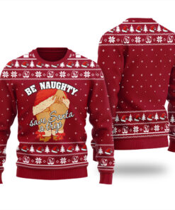Naughty Santa Ugly Christmas Sweater Cardinal Red