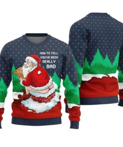 Naughty Santa Ugly Christmas Sweater Navy