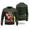 Naughty Santa With Sexy Girl Ugly Christmas Sweater Forest Green