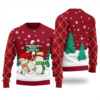 Naughty Snowman Couple Ugly Sweater Cardinal Red