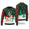 Naughty Snowman Couple Ugly Sweater Forest Green