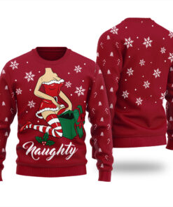 Naughty Ugly Christmas Sweater Cardinal Red