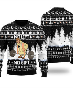 No Lift No Gift Ugly Christmas Sweater Black