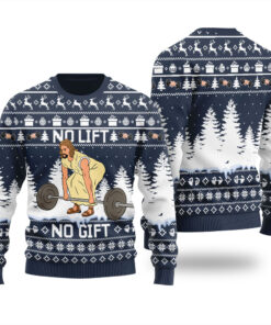 No Lift No Gift Ugly Christmas Sweater Navy