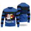 Nogged Out Santa Drinking Eggnog Ugly Christmas Sweater Royal
