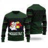 Nogged Out Santa Drinking Eggnog Ugly Sweater Forest Green