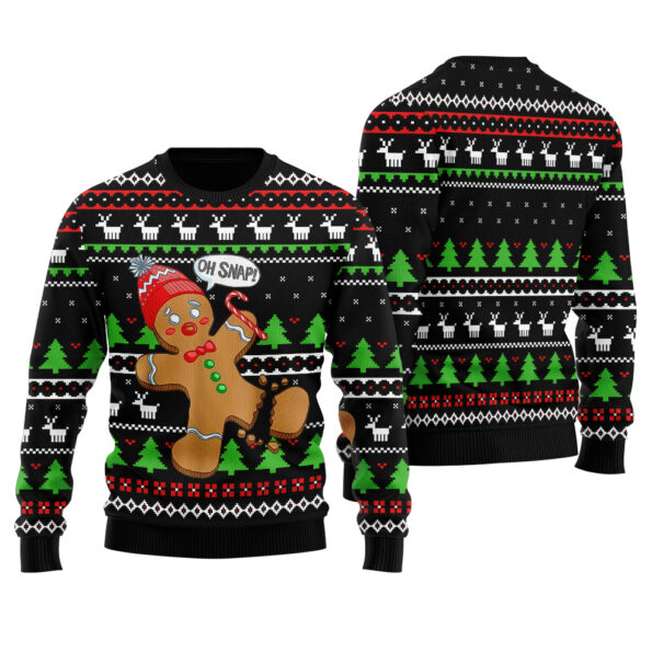 Oh Snap Gingerbread Christmas Sweater Black