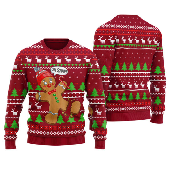 Oh Snap Gingerbread Ugly Sweater Cardinal Red