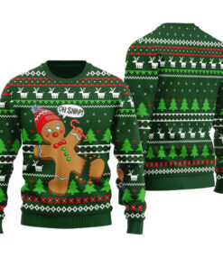 Oh Snap Gingerbread Ugly Sweater Forest Green
