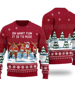Oh What Fun It Is To Ride Ugly Christmas Sweater Cardinal Red