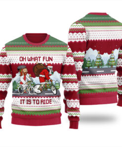 Oh What Fun It Is To Ride Ugly Christmas Sweater Cardinal Red