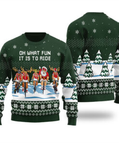 Oh What Fun It Is To Ride Ugly Christmas Sweater Forest Green