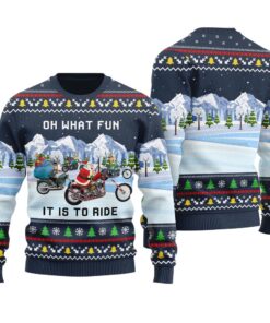 Oh What Fun It Is To Ride Ugly Christmas Sweater Navy