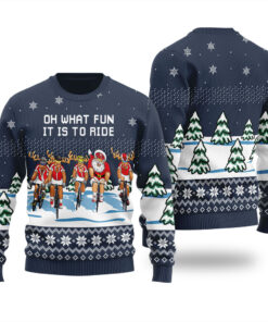 Oh What Fun It Is To Ride Ugly Christmas Sweater Navy