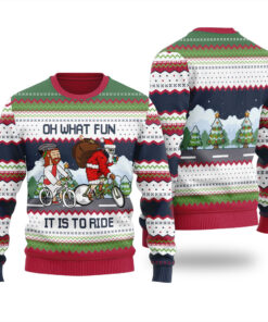 Oh What Fun It Is To Ride Ugly Christmas Sweater Navy