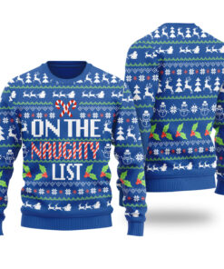 On The Naughty List Christmas Sweater Royal
