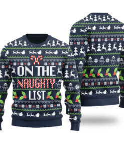 On The Naughty List Ugly Christmas Sweater Navy
