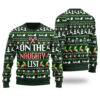 On The Nice List Christmas Sweater Forest Green