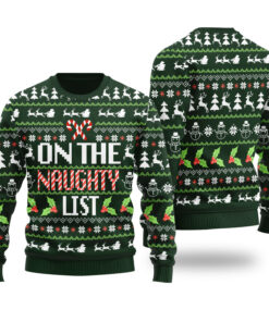 On The Nice List Christmas Sweater Forest Green