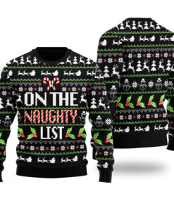 On The Nice List Ugly Christmas Sweater Black