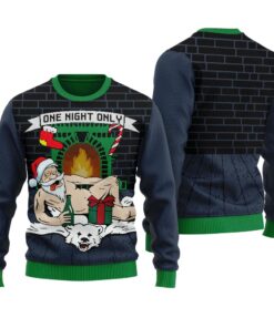 One Night Only Santa Ugly Christmas Sweater Navy