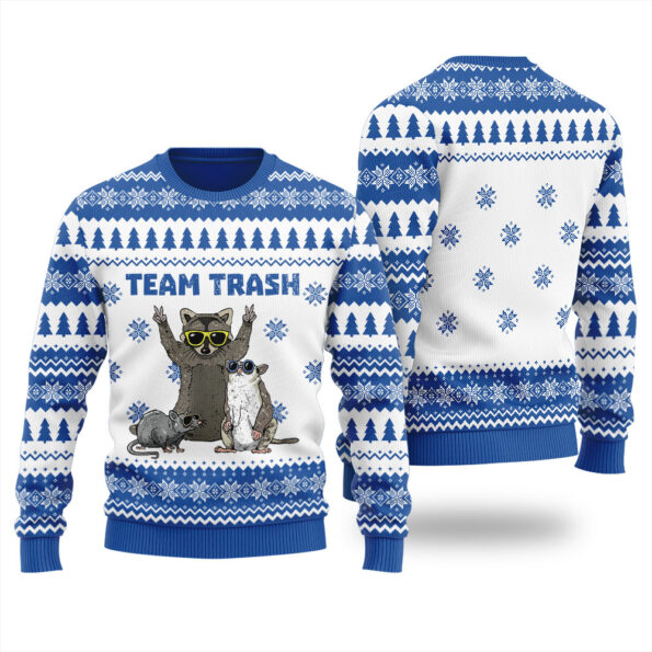 Opossum Raccoon Rat Animals Garbage Ugly Christmas Sweater Royal
