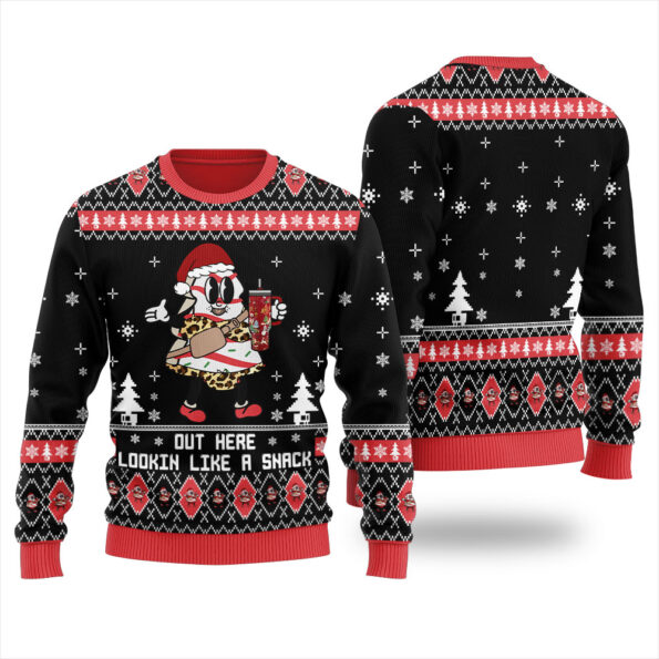 Out Here Lookin Like A Snack Ugly Christmas Sweater Black